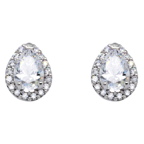 Κλασικά λευκόχρυσα σκουλαρίκια σταγόνες Κ14