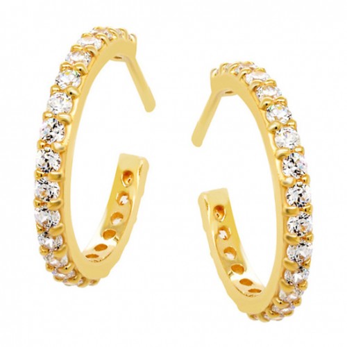 Χρυσά σκουλαρίκια κρικάκια Κ14 με ζιργκόν