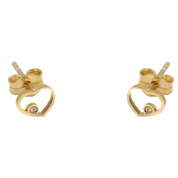 Χρυσά σκουλαρίκια καρδιές Κ14