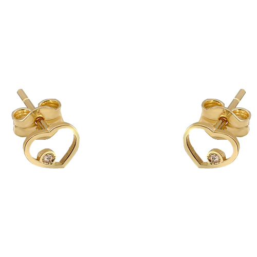 Χρυσά σκουλαρίκια καρδιές Κ14
