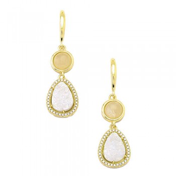 Ασημένια επιχρυσωμένα σκουλαρίκια 925 με ημιπολύτιμους λίθους