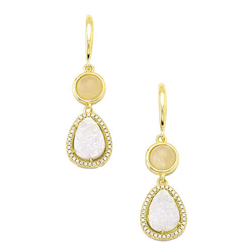 Ασημένια επιχρυσωμένα σκουλαρίκια 925 με ημιπολύτιμους λίθους