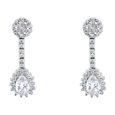 Νυφικά λευκόχρυσα σκουλαρίκια σταγόνες Κ14 με ζιργκόν