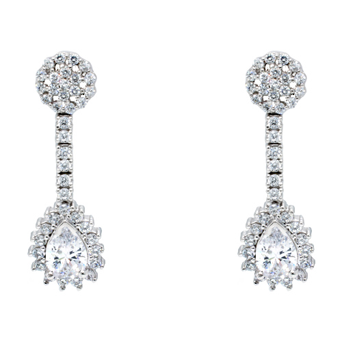 Νυφικά λευκόχρυσα σκουλαρίκια σταγόνες Κ14 με ζιργκόν