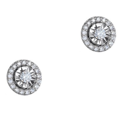 Λευκόχρυσα σκουλαρίκια Κ18 με διαμάντια