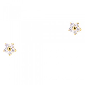 Χρυσά σκουλαρίκια λουλούδια Κ14 με ζιργκόν