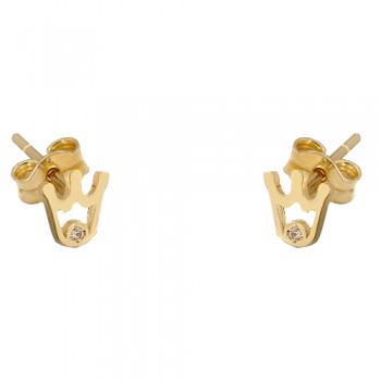 Κορώνες χρυσά σκουλαρίκια Κ14 με ζιργκόν