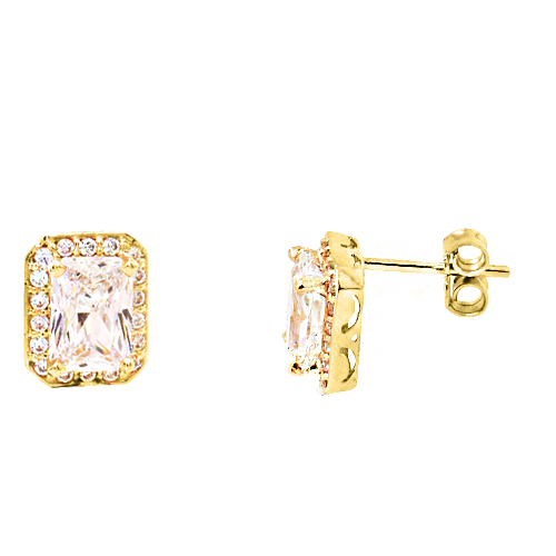 Χρυσά σκουλαρίκια ροζέτες Κ14 με ζιργκόν