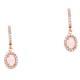 Ροζ χρυσά κρεμαστά σκουλαρίκια Κ14 με χαλαζία