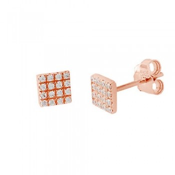 Σκουλαρίκια από ροζ χρυσό Κ14 με ζιργκόν