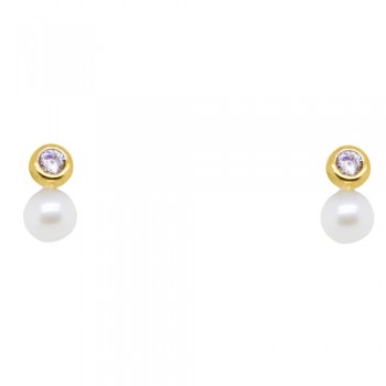 Χρυσά σκουλαρίκια Κ14 με μαργαριτάρια