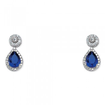 Λευκόχρυσα κρεμαστά σκουλαρίκια σταγόνες Κ14 με ζιργκόν