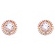 Ροζ χρυσά σκουλαρίκια ροζέτες Κ14 με ζιργκόν