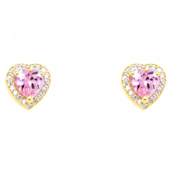 Χρυσά σκουλαρίκια καρδιές Κ14