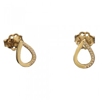 Χρυσά σκουλαρίκια σταγόνες Κ14 με ζιργκόν