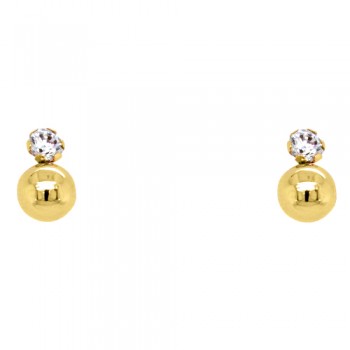 Χρυσά σκουλαρίκια μπίλιες Κ14 με ζιργκόν
