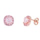 Ροζ χρυσά σκουλαρίκια cushion Κ14 με ζιργκόν