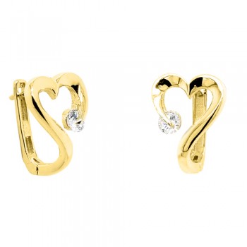 Χρυσά ημικρεμαστά σκουλαρίκια καρδιές Κ14