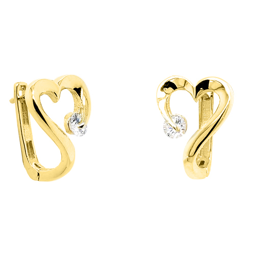 Χρυσά ημικρεμαστά σκουλαρίκια καρδιές Κ14