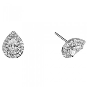 Λευκόχρυσα σκουλαρίκια σταγόνες Κ14 με ζιργκόν