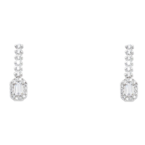 Λευκόχρυσα κρεμαστά σκουλαρίκια Κ14 με ζιργκόν