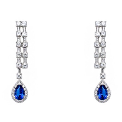 Λευκόχρυσα κρεμαστά σκουλαρίκια σταγόνες Κ14 με ζιργκόν