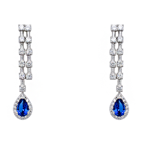 Λευκόχρυσα κρεμαστά σκουλαρίκια σταγόνες Κ14 με ζιργκόν