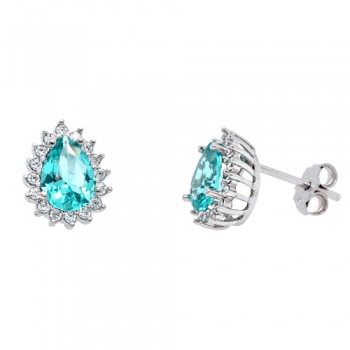 Λευκόχρυσα σκουλαρίκια σταγόνες Κ14 με ζιργκόν