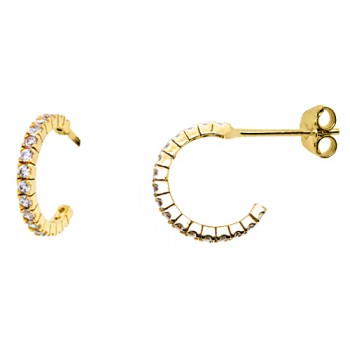 Χρυσά σκουλαρίκια κρικάκια Κ14 με ζιργκόν