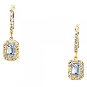 Χρυσά κρεμαστά σκουλαρίκια Κ14 με ζιργκόν