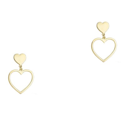 Χρυσά σκουλαρίκια καρδιές Κ14