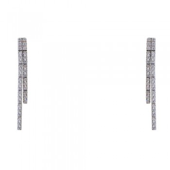 Λευκόχρυσα κρεμαστά νυφικά σκουλαρίκια ριβιέρα Κ14