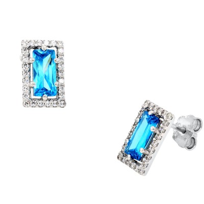 Λευκόχρυσα σκουλαρίκια Κ14 με ζιργκόν