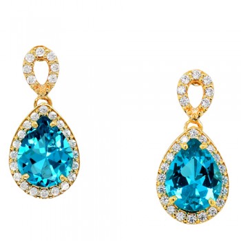 Χρυσά κρεμαστά σκουλαρίκια σταγόνες Κ14 με ζιργκόν