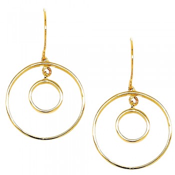 Χρυσά κρεμαστά σκουλαρίκια κύκλοι Κ14