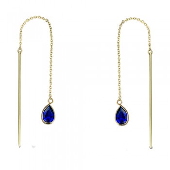 Χρυσά κρεμαστά σκουλαρίκια Κ9 με ζιργκόν