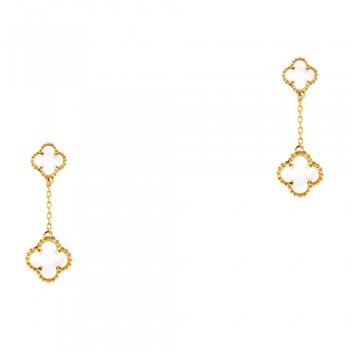Χρυσά κρεμαστά σκουλαρίκια Κ14 με σταυρουδάκια