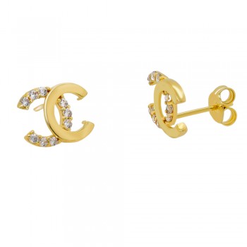 Χρυσά σκουλαρίκια Κ14 με ζιργκόν