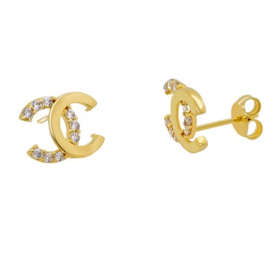 Χρυσά σκουλαρίκια Κ14 με ζιργκόν