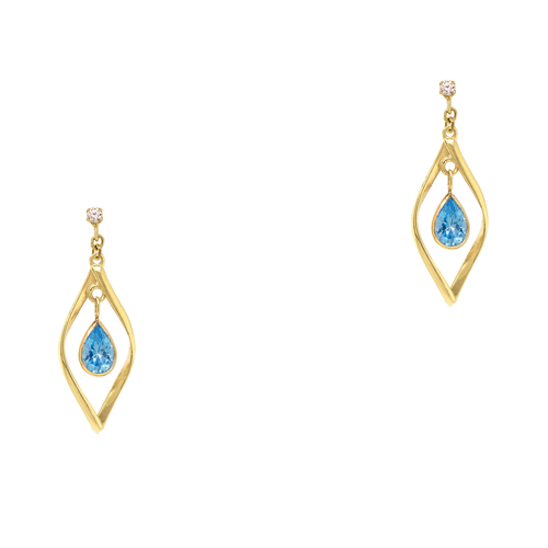 Χρυσά σκουλαρίκια σταγόνες Κ14 με ζιργκόν