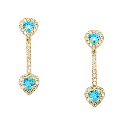 Χρυσά κρεμαστά σκουλαρίκια καρδιές Κ14