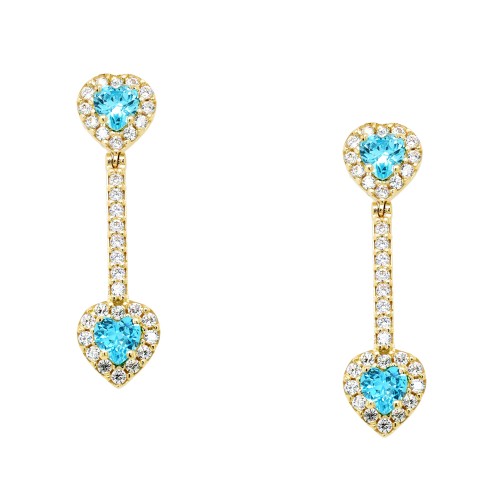 Χρυσά κρεμαστά σκουλαρίκια καρδιές Κ14