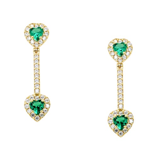 Χρυσά κρεμαστά σκουλαρίκια καρδιές Κ14