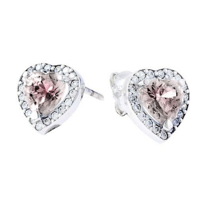 Λευκόχρυσα σκουλαρίκια καρδιές Κ14