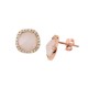 Σκουλαρίκια από ροζ χρυσό Κ14 με χαλαζία και ζιργκόν