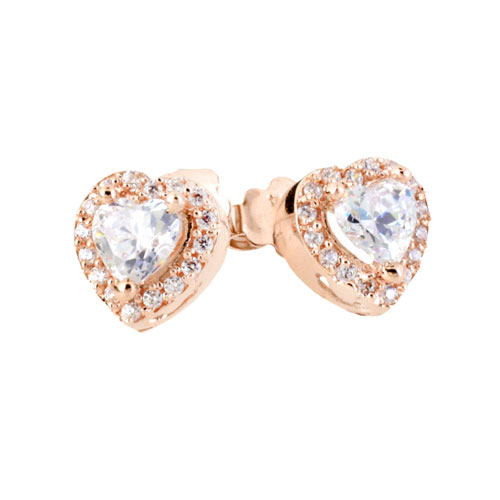 Σκουλαρίκια καρδιές από ροζ χρυσό Κ14