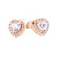 Σκουλαρίκια καρδιές από ροζ χρυσό Κ14