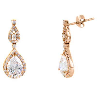 Σκουλαρίκια από ροζ χρυσό Κ14 με ζιργκόν