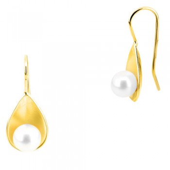 Χρυσά σκουλαρίκια Κ14 με μαργαριτάρια