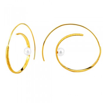 Χρυσά χειροποίητα σκουλαρίκια κρίκοι Κ14